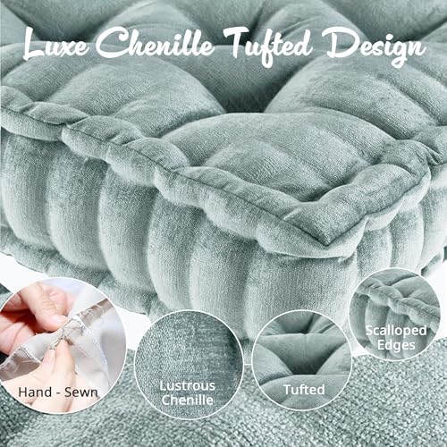 Intelligent Design Floor Pillow, Large Cushion for Meditation, 20x20 Aqua