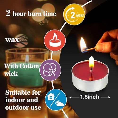 MAQIHAN 25pcs Tea Light Candles Bulk - Mixed Color Soy Votive Mini Candles