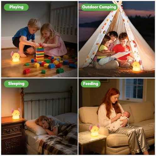 Axolotl Night Light for Kids, Rechargeable Bedroom Bedside Lamp, Night Lamp for Kids Room, Dimmable Nursery Night Light,Girls Boys Room Decor 3 Level Brightness,Animal NightLight for Baby and Toddler