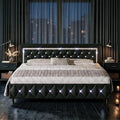 HOMBCK King Size Bed Frame with Headboard, Diamond Tufted Design, Black