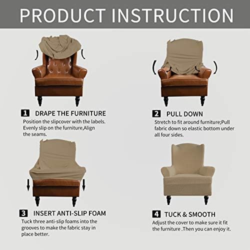 Easy-Going Stretch Wingback Chair Sofa Slipcover Tan