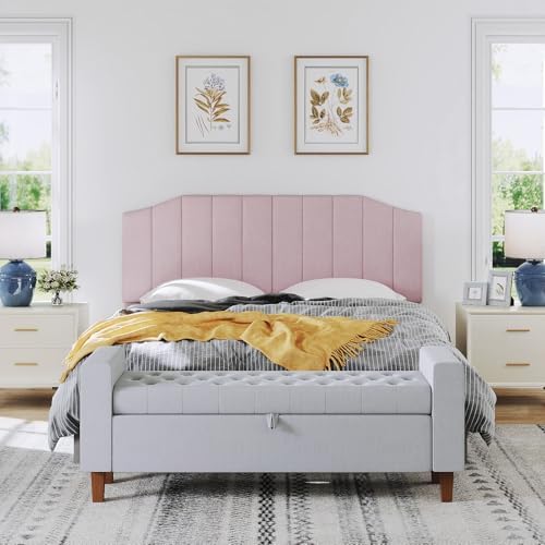 Furpopup Velvet King Size Headboard Only, Wall and Bed Frame Mount, Pink