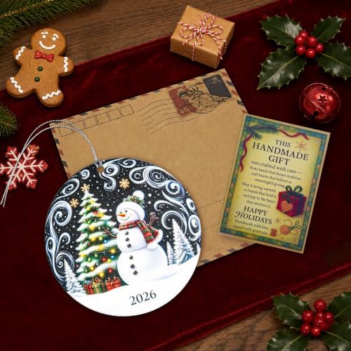 Snowman Christmas Ornament 2026, Funny Winter Tree Decoration, Elegant Hanging Keepsake for Holiday Decor, Snowman Gifts for Family, Friends and Coworkers, Unique