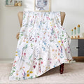 Floral Throw Blanket Wildflowers Throw Blankets Plant Floral Fleece Blankets Soft Warm Cozy Blanket Plush Throws Blankets Flower Decorative Blanket for Home Sofa Bedding 50" x 60"