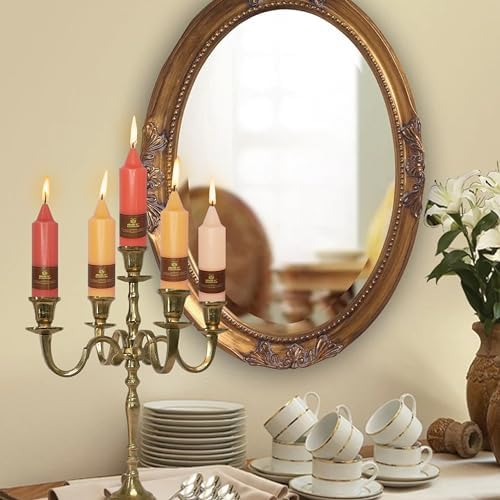 NJAO HOO Fall Short Taper Candle Orange 5 Inch Candlesticks Unscented Dripless Gradient Colored Tapered Candle Set for Home Dinner Party Halloween Decor, 4 Pack