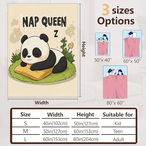 Cute Panda Throw Blanket for Couch Home Decoration,Sleeping Animal Cozy Fluffy Blanket,Decorative Flannel Fleece Fall Throw for Sofa Living Room Travel,Camping,Naps,Reading40 X 50 Inch