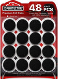 Felt Furniture Pads X-Protector - 48 PCS 1" - Premium Felt Pads (Black)