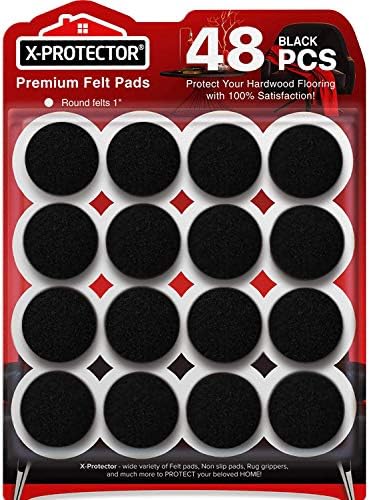 Felt Furniture Pads X-Protector - 48 PCS 1" - Premium Felt Pads (Black)