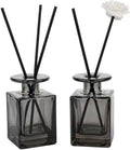 2 Pack 150ml Glass Reed Diffuser Container with Black Reeds, Empty Essential Oil Diffuser Jars with Protective Packaging for DIY Home Fragrance, Bathroom, Bedroom and Office Decor (2, Smoky Gray)
