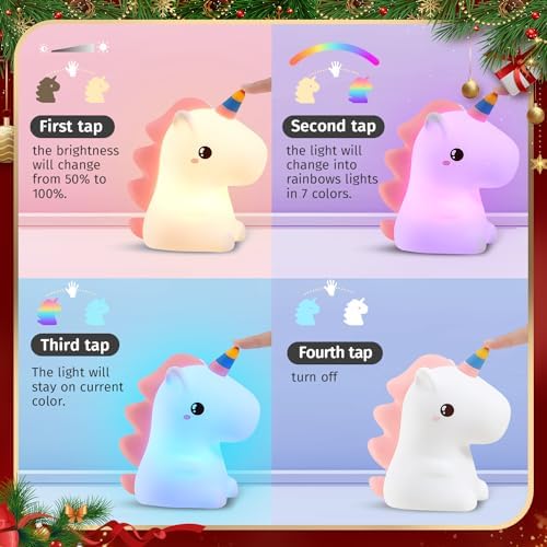 One Fire Unicorn Night Light for Kids, 16 Colors & Remote Control Baby Night Light, Rechargeable Unicorn Lamp, Cute Gifts for Kids Gifts Teen Girl Gifts