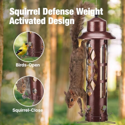 Veehoo Squirrel Proof Bird Feeders for Outdoors Hanging, Holds Up to 3.5 lb