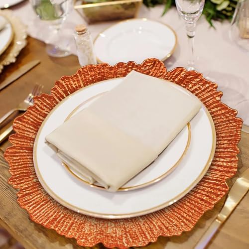MAONAME Orange Charger Plates Set of 12, Reef Chargers for Dinner Plates