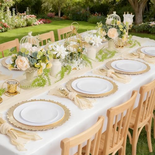 LIYH 8 Pcs Heavy Duty Gold Charger Plates for Wedding & Party, 13 Inch
