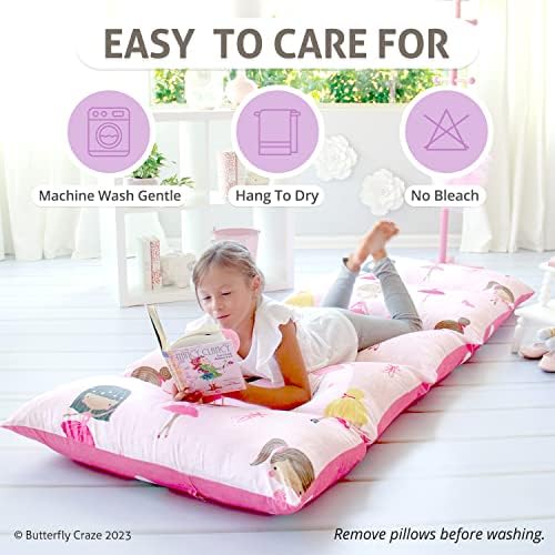 Butterfly Craze Floor Pillow Cover Plush Folding Lounger Bed Cushion Case