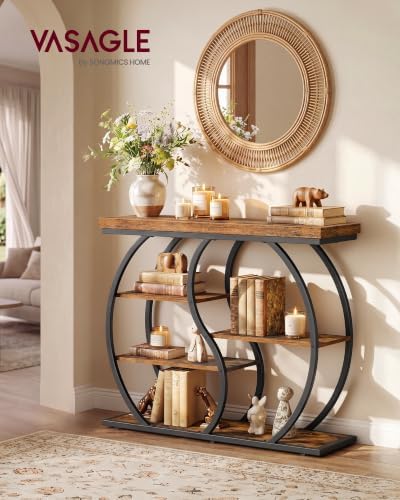 VASAGLE 39.4 Inchs Entryway Table, 5-Tier Console Table, Narrow Sofa Table