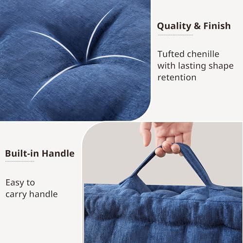 Intelligent Design Floor Pillow, Large Cushion for Meditation, 24x24 Navy