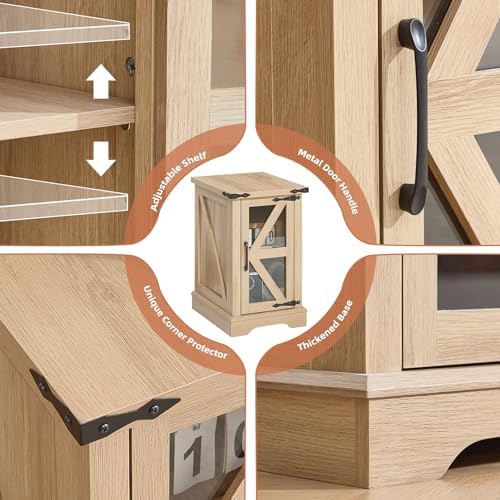 Joaxswe Narrow Night Stand Set 2 with Glass Barn Door