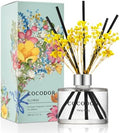 COCODOR Flower Reed Diffuser Set / 6.7oz / Ylang Ylang/Scent Diffuser with Sticks Home Fragrance Reed Diffuser for Bathroom Shelf Decor