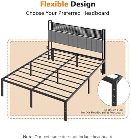 VINGLI 12 Inch King Bed Frame, Heavy Duty Metal Platform - No Box Spring Needed,Reinforced Steel Slats, Noise-Free, Easy Assembly, Ample Underbed Storage, Black