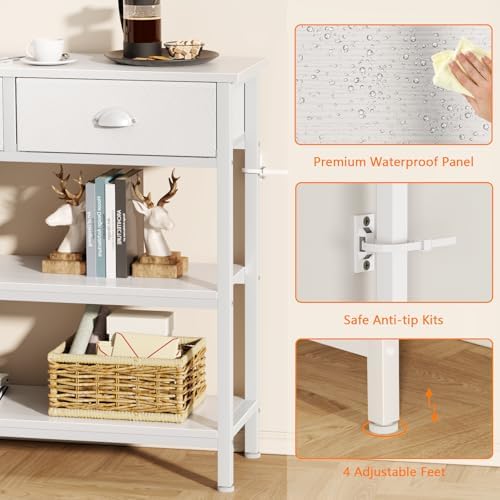 Furologee 47" Console Table Set 2 with 3 Drawers,Entryway Table with Shelf