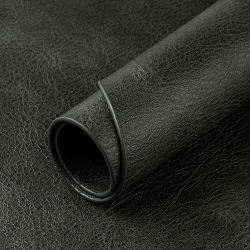Oval Placemats Set of 4, Wipeable Faux Leather, Black