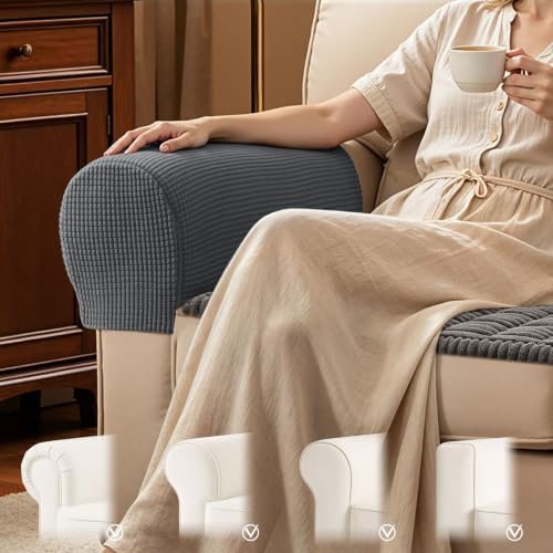 SUBRTEX Stretch Couch Arm Covers Set of 2, Non-Slip Sofa Armrest Slipcovers