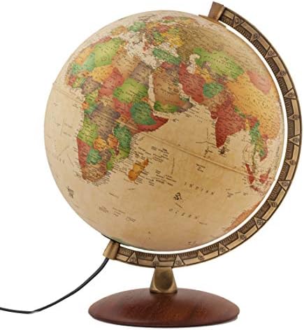 Waypoint Geographic Light Up Globe - Como 12” Desk Decorative Illuminated Antique Ocean Style with Stand, Up to Date World Globe