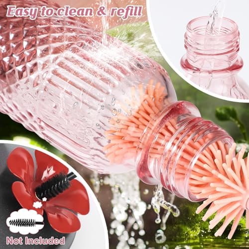 FEED GARDEN Glass Hummingbird Feeders for Outdoors, 16 OZ Pink Hummingbird Feeder with 4 Bee Guard Feeding Ports & Built-in Ant Moat, Humming Bird Feeder, Gifts for Women Mom,1 Pack