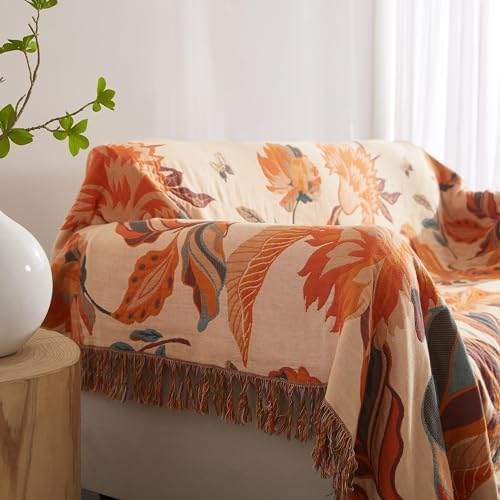 Boho Throw Blanket for Bed 50”x60”, 100% Cotton Blanket for Couch Sofa