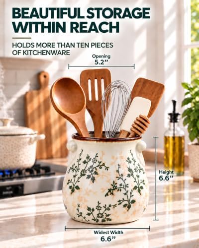 OTHIX Large Kitchen Utensil Holder, Ceramic Utensil Crock