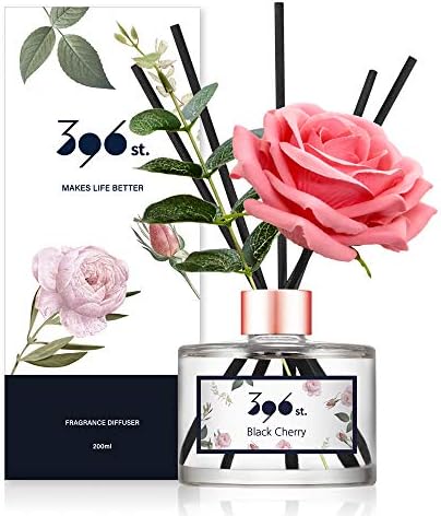 396 st. Rose Flower Reed Diffuser, Black Cherry, 200ml(6.7oz) / Reed Diffuser Sets, Home Fragrance, Scented Oils, Home & Bathroom Décor