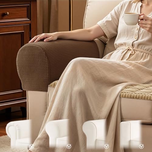 SUBRTEX Stretch Couch Arm Covers Set of 2, Non-Slip Sofa Armrest Slipcovers