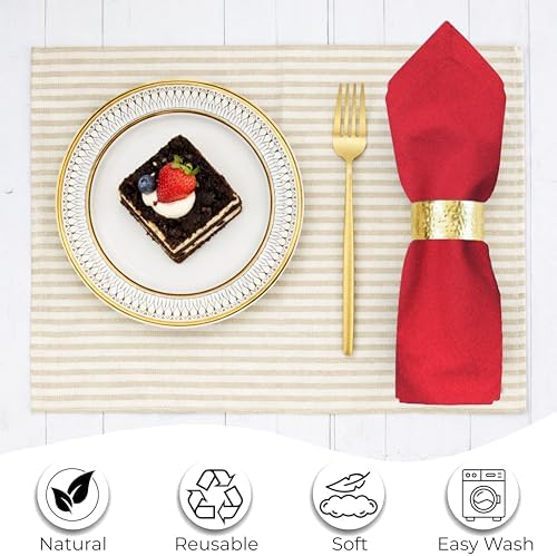 Ramanta Home Red Cotton Dinner Napkins Set of 12, 18x18 Inch