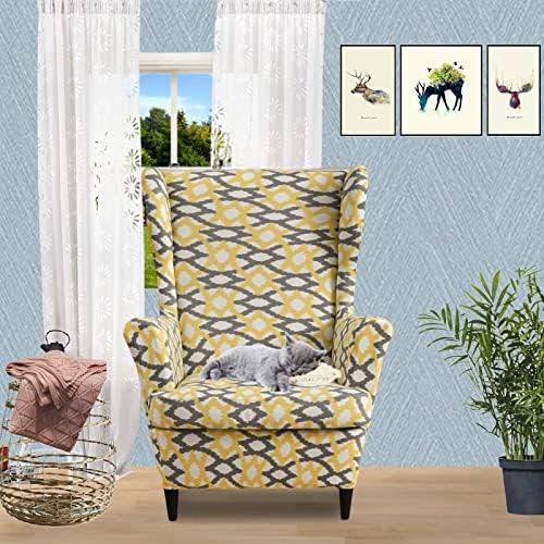 Wing Chair Slipcover, 2-Piece Printed Wingback Chair Cover