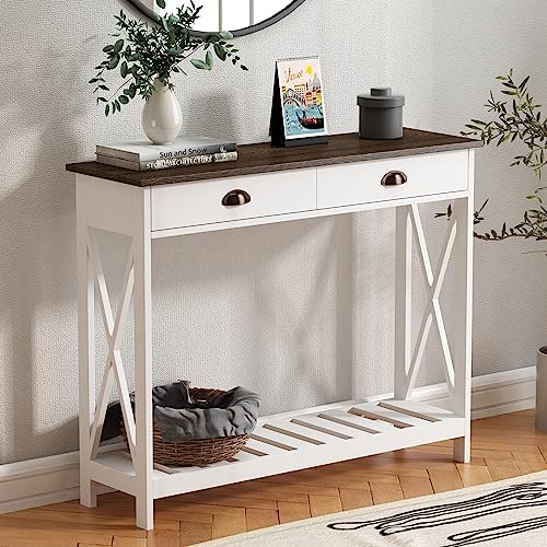 ChooChoo Console Table with Drawer for Entryway with Stable X Supports
