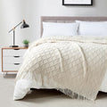 BOURINA Beige Throw Blanket 50 x70 Inch Jacquard Throw Knitted Blanket