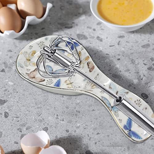 Ceramic Spoon Rest for Stove Top Kitchen Counter Large Spoon Holder Farmhouse Floral Flowers Print Coffee Spoon Cooking Utensil Tools Rest Modern Kitchen Decor
