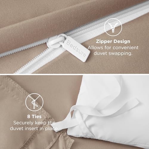 Bedsure Duvet Cover King Size, 1Pc Soft Double Brushed Bedding, Light Brown