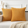Kevin Textile Soft Corduroy 16x16 Inch Pillow Covers 2 Pack, Gold Yellow