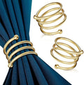 Gold Napkin Rings Set of 8, Elegant Spiral Holders for Table Decor