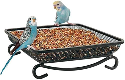 MIXXIDEA Ground Bird Feeder Tray, Metal Platform Mesh Seed Tray for Bird Feeders, Great Attracting Garden Yard Decoration for Wild Birds Squirrels Dove (1 Pack)