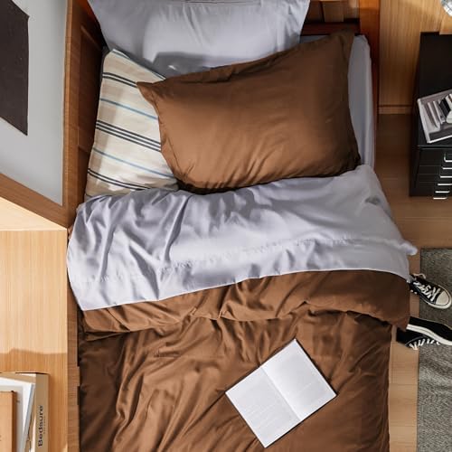 Bedsure Twin/Twin XL Duvet Cover, Soft Double Brushed Bedding Set, Brown