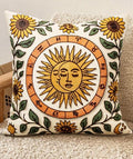 Embroidered Throw Pillow Cover 18x18 Inch, Sunflower Moon