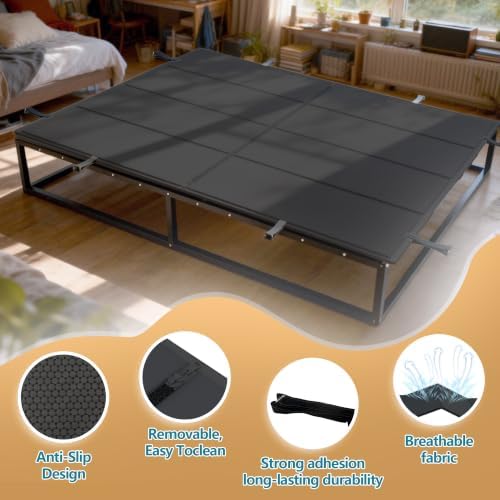 Bunkie Board Queen 60x80'' Premium 10mm Heavy Duty Anti-Sag Mattress Support Board Noise Minimizing,Moisture Resistant Fits Metal FramesPlatform Beds (Black)