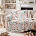 Breling Boho Floral Throw Blanket with Vintage Patchwork 50 x 60 Inch