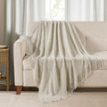 BOURINA Beige Throw Blanket 50x60 Inch Soft Ripple Throw Knitted Blanket