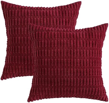 MIULEE Christmas Euro Decorative Pillow Covers 26x26 Burgundy Pack of 2