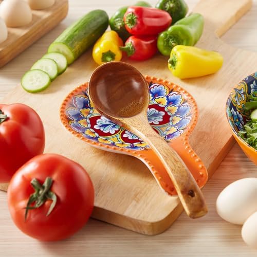 vancasso 7.7 Inch Ceramic Spoon Rest, Bohemian Stove Top Kitchen, Orange