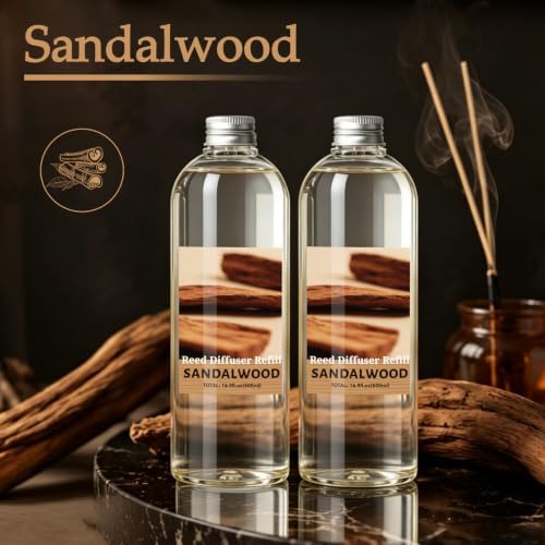 SCENTORINI Sandalwood Diffuser Reed Diffuser Refill Oil, 33.81 Fl Oz