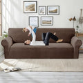 MAXIJIN Stretch Extra Large Couch Cover Sofa Covers (91"-110" Oversized Sofa Slipcovers with Non-Slip Foam & Elastic Strap, Dog Cat Pet Friendly Furniture Protector (X-Large, Brown)